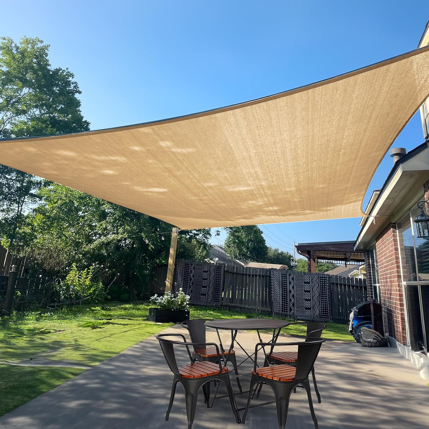 SUNLAX Sun Shade Sail 11' x 20' Sand Rectangle Canopy Sail Shade Cover UV Block Permeable Sunshade Outdoor for Patio Backyard Deck Pergola (We Make Custom Size)