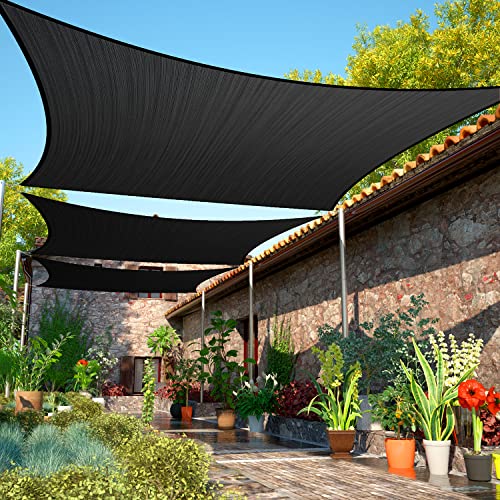 ShadeMart 11' x 14' Black Sun Shade Sail Rectangle SMSLR Canopy Fabric Cloth Screen, Water and Air Permeable & UV Resistant, Heavy Duty, Carport Patio Outdoor - We Customize Size
