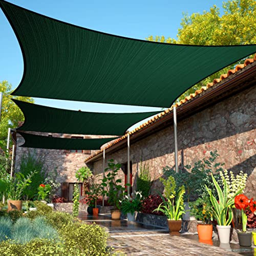 ShadeMart 11' x 22' Green Sun Shade Sail Rectangle SMSLR Canopy Fabric Cloth Screen, Water and Air Permeable & UV Resistant, Heavy Duty, Carport Patio Outdoor - We Customize Size