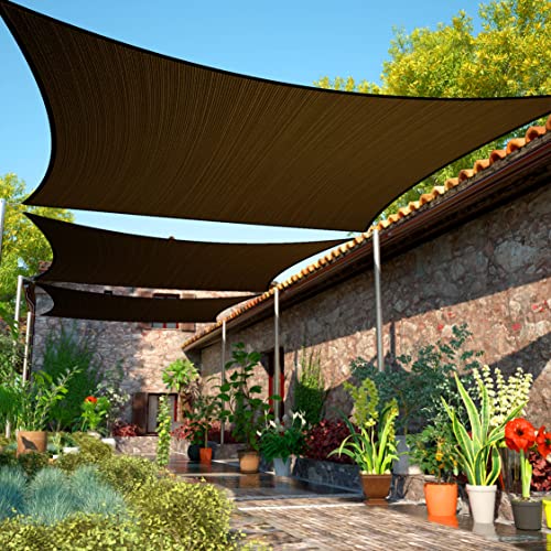 ShadeMart 8' x 23' Brown Sun Shade Sail Rectangle SMSLR Canopy Fabric Cloth Screen, Water and Air Permeable & UV Resistant, Heavy Duty, Carport Patio Outdoor - We Customize Size