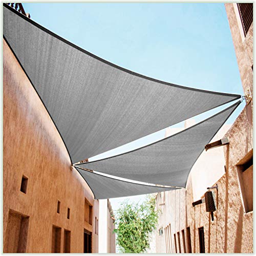 ColourTree CTSLT Custom Size Order to Make 12' x 13' x 17.7' Grey Right Triangle Sun Shade Sail Canopy Mesh Fabric UV Block UPF50 - Commercial Heavy Duty - 190 GSM - 3 Years Warranty