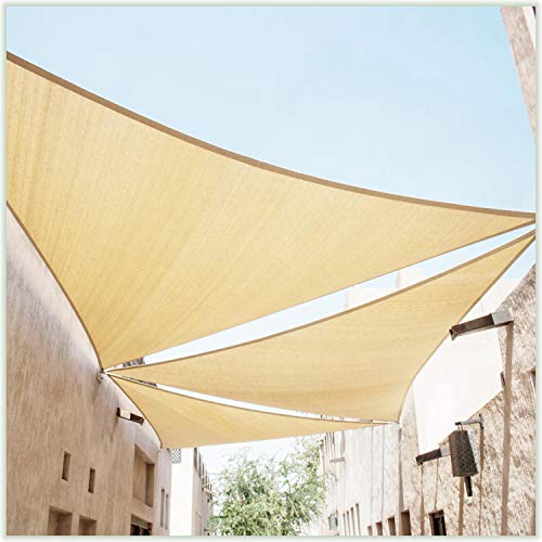 ColourTree CTSLT Custom Size Order to Make 16' x 24' x 28.8' Beige Right Triangle Sun Shade Sail Canopy Mesh Fabric UV Block UPF50 - Commercial Heavy Duty - 190 GSM - 3 Years Warranty