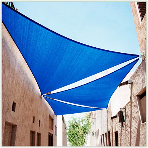 ColourTree CTSLT Custom Size Order to Make 15' x 19' x 24.2' Blue Right Triangle Sun Shade Sail Canopy Mesh Fabric UV Block UPF50 - Commercial Heavy Duty - 190 GSM - 3 Years Warranty
