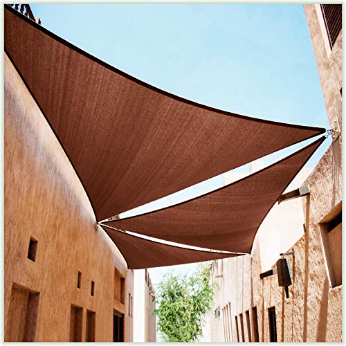 ColourTree CTSLT Custom Size Order to Make 11' x 21' x 23.7' Brown Right Triangle Sun Shade Sail Canopy Mesh Fabric UV Block UPF50 - Commercial Heavy Duty - 190 GSM - 3 Years Warranty