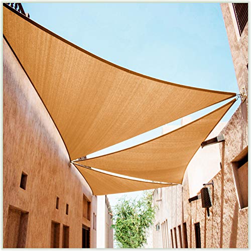 ColourTree CTSLT Custom Size Order to Make 13' x 17' x 21.4' Sand Beige Right Triangle Sun Shade Sail Canopy Mesh Fabric UV Block UPF50 - Commercial Heavy Duty - 190 GSM - 3 Years Warranty