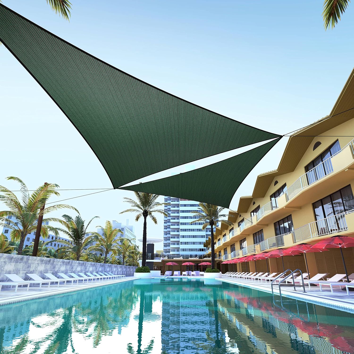 ColourTree CTSLT Custom Size Order to Make 11' x 14' x 17.8' Green Right Triangle Sun Shade Sail Canopy Mesh Fabric UV Block UPF50 - Commercial Heavy Duty - 190 GSM - 3 Years Warranty
