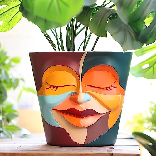 GUGUGO 8 Inch Abstract Rainbow Head Planter