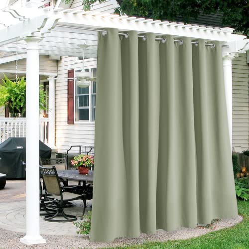 RYB HOME Extra Wide Outdoor Curtains (Sage Green)