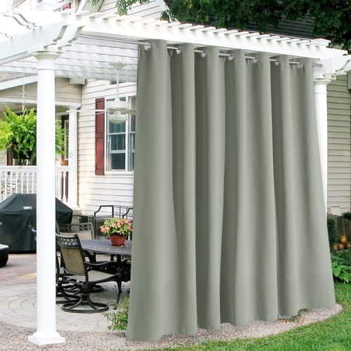 RYB HOME Extra Wide Outdoor Curtains, UV Blackout Waterproof Privacy Shades Blind for Patio Temporary Door Garage Carport Porch Gazebo Pergola Arbor Party, W 100 x L 90, 1 Panel, Sea Green