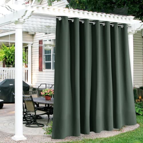 RYB HOME Extra Wide Outdoor Curtains (Dark Green)