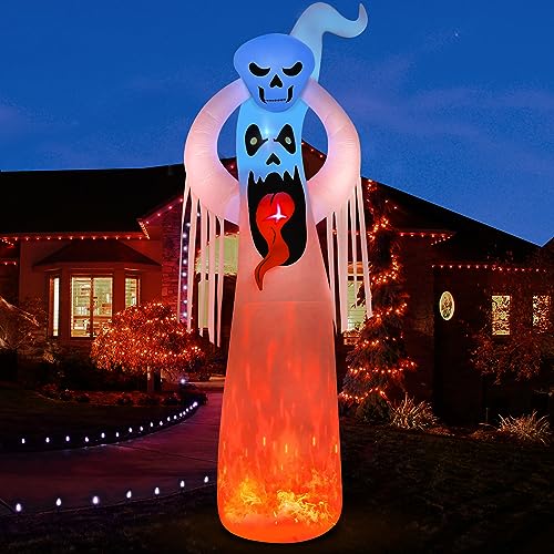 DomKom Halloween Inflatable Blow Up Decorations, 12FT Giant Terrible Spooky Ghost, Built-in LEDs for Holiday Party, Garden, Lawn, Yard, Patio Decor