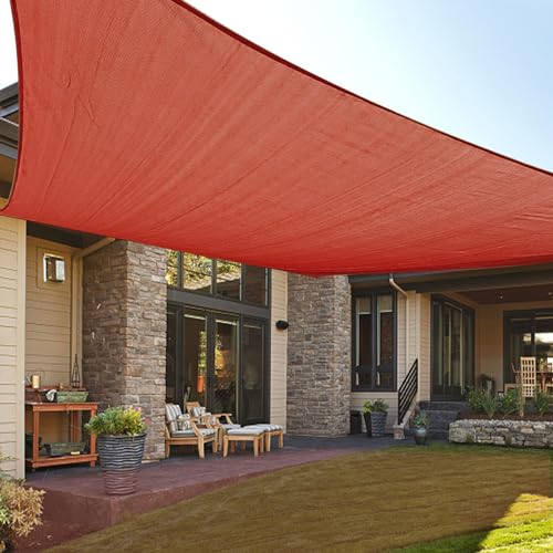 LOVE STORY Custom Size 10'x18' Terra Red Sun Shade Sail Rectangle UV Block Canopy Patio Sail Sunshades Fabric for Outdoor Garden Carport (We Make Custom Size)