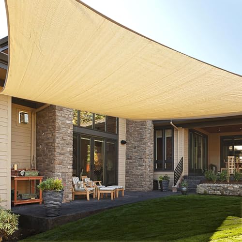 LOVE STORY Custom Size 7'x16' Sand Sun Shade Sail Rectangle UV Block Canopy Patio Sail Sunshades Fabric for Outdoor Garden Carport (We Make Custom Size)