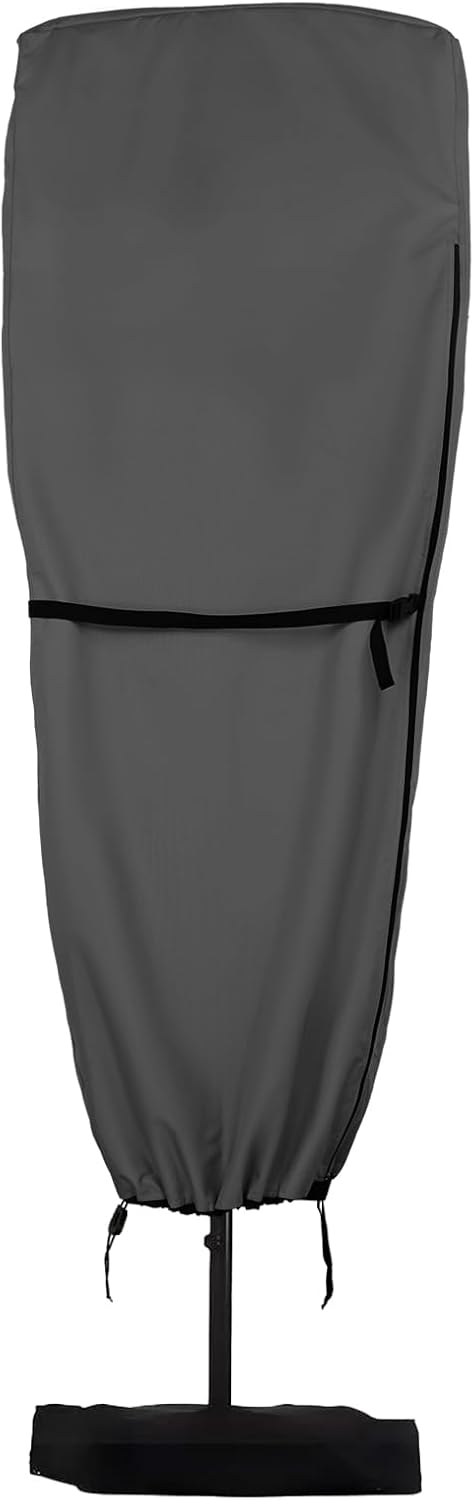 ULTCOVER Patio Parasol 600D Waterproof Outdoor Market Extra Large Umbrella Cover - Fits Double-Sided Umbrella 13-15 Feet, Black
