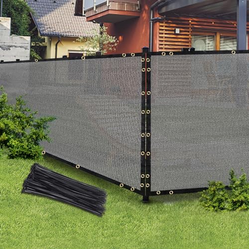 Gray 5FT X 50FT Outdoor Privacy Screen Fence & Mesh Shade Net Cover, Ideal for Garden and Backyard - Enhances Privacy for Fencing & Chain Link, Perfect for Patio Privacy Wall, Slats,Freestanding