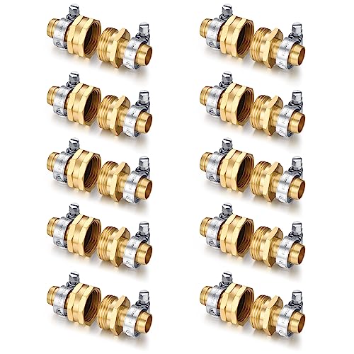 YELUN Garden Solid brass Hose Repair Connector (5/8"-10 Set)