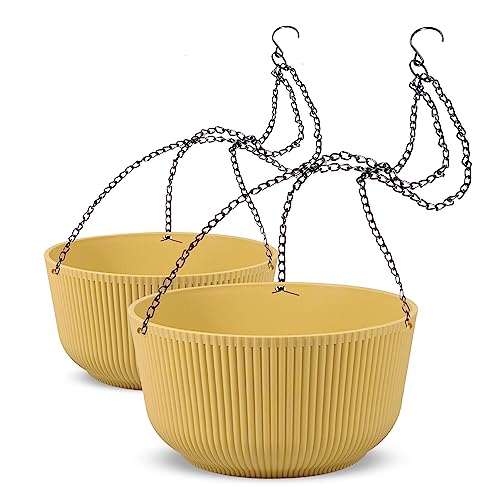 Dexceder 11.2 Inch Hanging Planters (Yellow)
