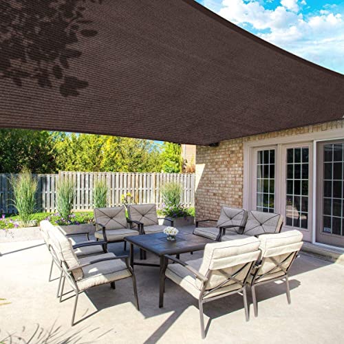 Rectangle Sun Shade Sail Canopy, 20' x 26' Patio Shade Cloth Outdoor Cover - Sunshade Fabric Awning Shelter for Pergola Backyard Garden Carport (Brown)