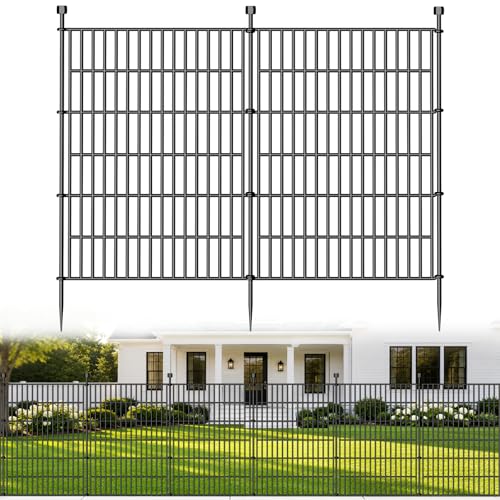5 Panels No Dig Decorative Outdoor Garden Fence for Yard, 40 in(H) X 11.8 ft(L) Animal Barrier Fencing Rustproof Metal Wire Panel Border for Dog, Rabbits, and Patio Temporary Ground Stakes