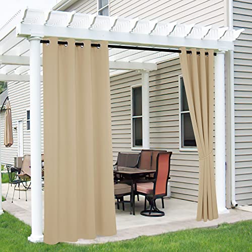 RYB HOME Outdoor Curtains, Biscotti Beige