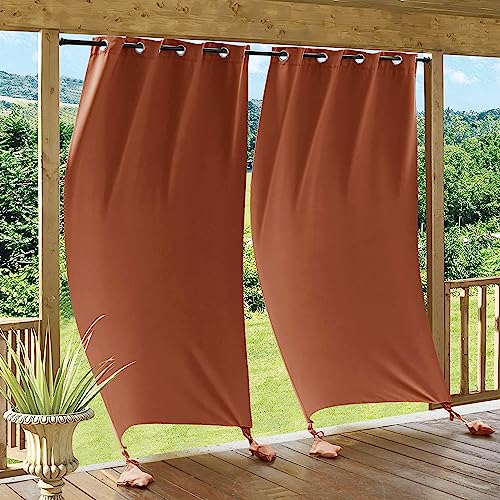 RYB HOME Outdoor Curtains Windproof (Terracotta)