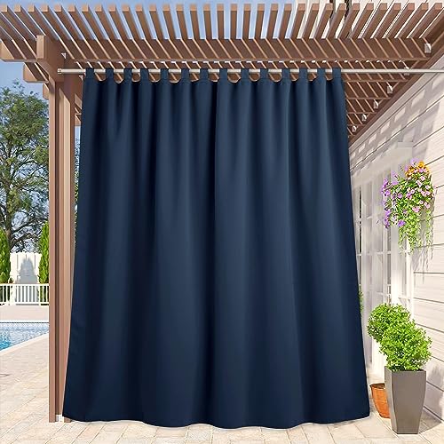 RYB HOME Extra Wide Outdoor Curtains - Navy Blue