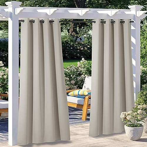 NICETOWN 2 Panels Patio Curtains (Natural)
