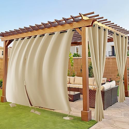 RYB HOME Outdoor Curtains Windproof (Weight Bags)