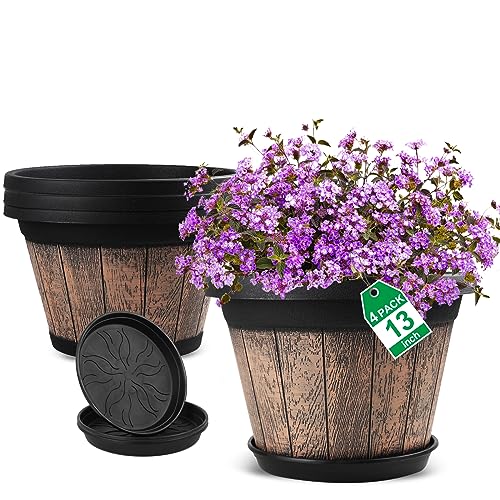 Quarut 13" Whiskey Barrel Planters (4-Pack)