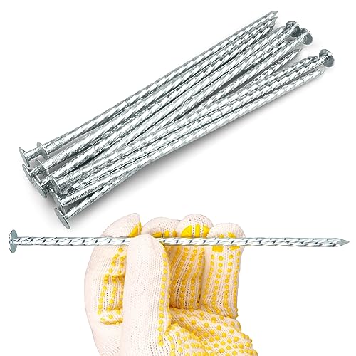 8" Heavy Duty Spiral Landscape Spikes - Solid Galvanized Metal Garden Stakes for Fixing Paver Edging, Weed Barriers, Artificial Turf, Tent and More (200 Pack)