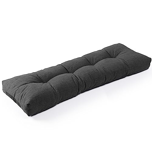 SUNROX LokGrip Non Slip Tufted Memory Foam Bench Cushion, FadeShield Water Resistant Durable Thicken Outdoor/Indoor Bench Seat Pads 59x16x4 inch, Midnight