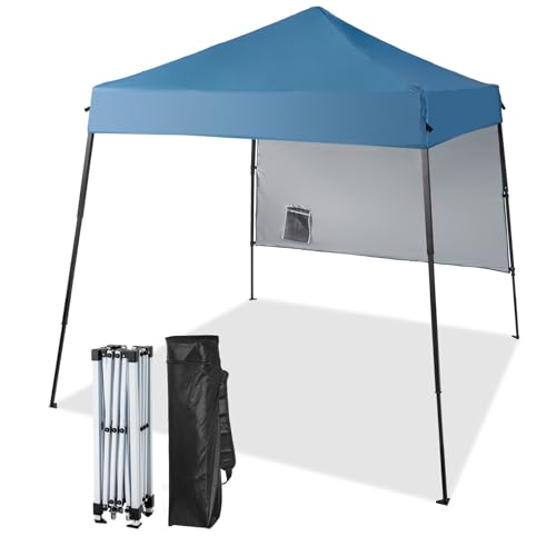 Outvita 6'x6' Pop Up Canopy Tent Commercial Instant Gazebo Tent, Waterproof & UV Protection Canopy Tent with Slant Legs & 1pc sidewall for Party Wedding Birthday BBQ Events