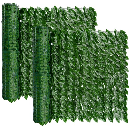 iCover 2PK 39 * 118in Artificial Ivy Privacy Fence Screen Cover, Highly Dense Leaves Wtih Strengthened Joint Prevent Leave Falling Off, Faux Hedge Panels Greenery Vines, Decorative Fences