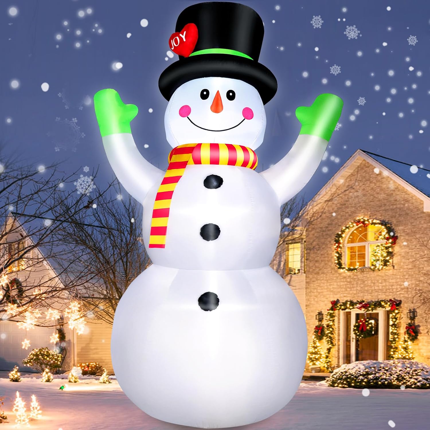 10 FT Christmas Inflatables Snowman Wear Magic Hat
