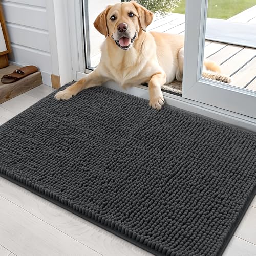 OLANLY Chenille Mud Mat (Dark Grey)