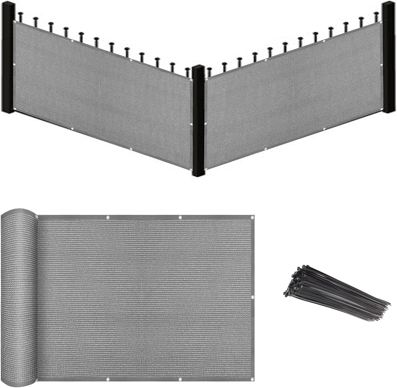 Eden's Decor Balcony Privacy Screen Grey 4'x 42' Cover Mesh Windscreen Weather-Resistant UV Protection for Backyard Deck, Patio, Balcony, Pool, Porch, Fence, Railing, Gardening