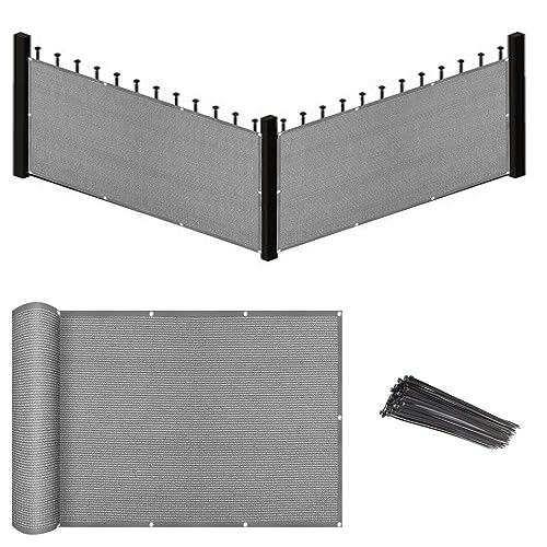Eden's Decor Balcony Privacy Screen Grey 3'x 24' Cover Mesh Windscreen Weather-Resistant UV Protection for Backyard Deck, Patio, Balcony, Pool, Porch, Fence, Railing, Gardening