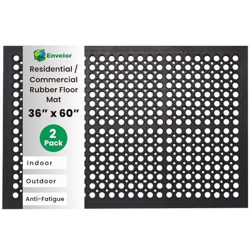 Envelor 2-Pack Anti Fatigue Rubber Floor Mat - Non-Slip Restaurant/Bar Drainage Mat & Doormat - 36 x 60 Inches