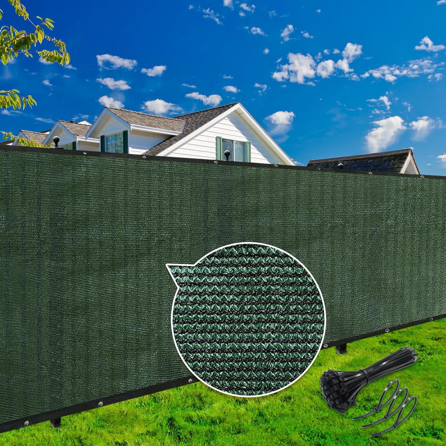 KANAGAWA 4ft x 20ft Privacy Screen Fence, 90% Blockage Heavy Duty 175 GSM Fencing Mesh Net Cover for Outdoor Wall Garden Yard Backyard Cable Zip Ties Included Dark Green - Available for Custom Sizes