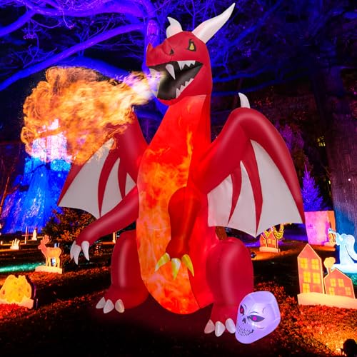 Tangkula 8 FT Halloween Inflatable Fire Dragon