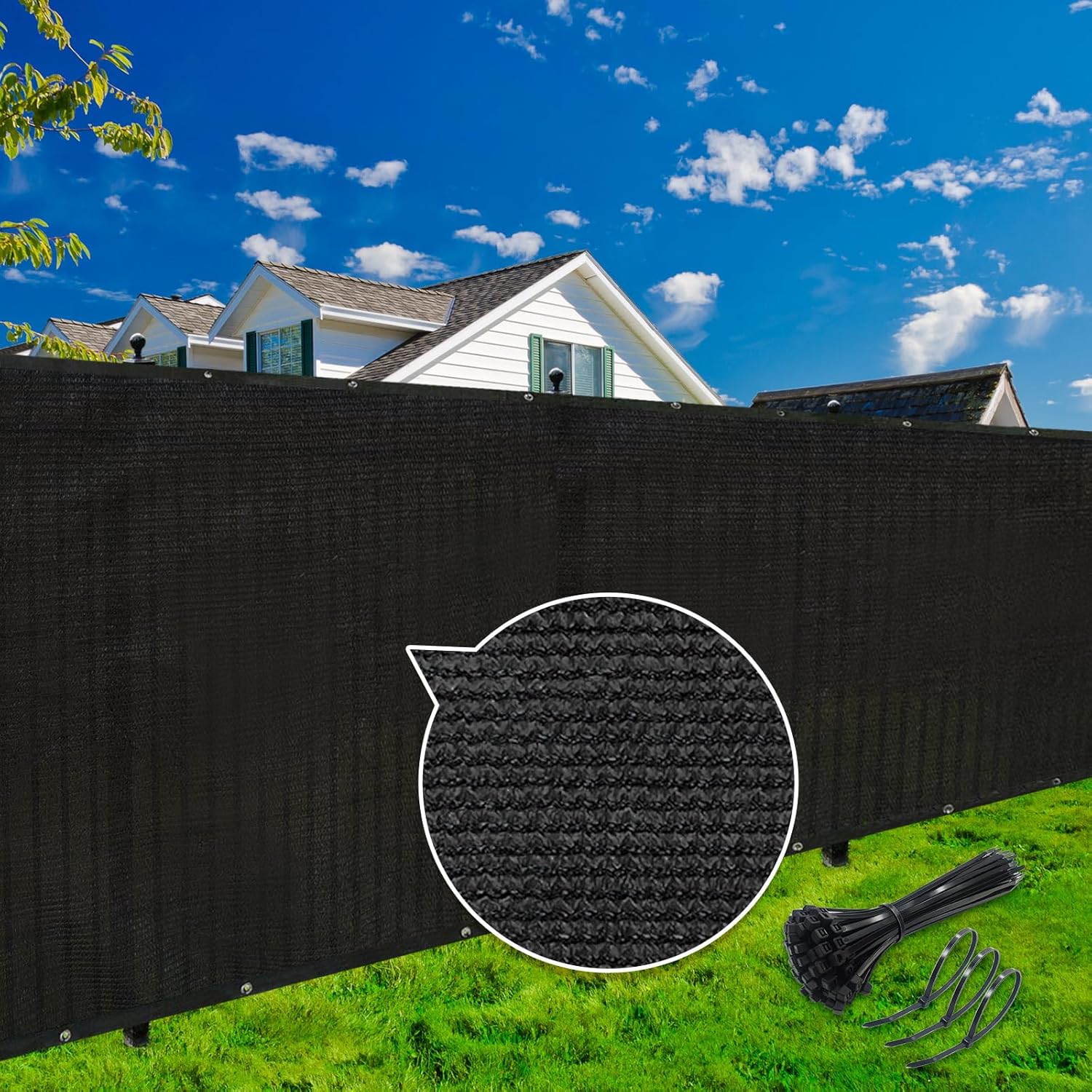 KANAGAWA 6ft x30ft Privacy Screen Fence, 90% Blockage Heavy Duty 175 GSM Fencing Mesh Net Cover for Outdoor Garden Backyard Wall Yard Cable Zip Ties Included Black-Available for Custom Sizes
