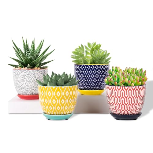 Selamica 4.6 Inch Succulent Pots (Set of 4)