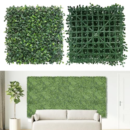 Grass Wall Panels Backdrop,10"x 10"(24Pcs) Artificial Faux Boxwood Panels for Outdoor Indoor Green Wall Decor,Party Wedding Backyard Fence Decorations