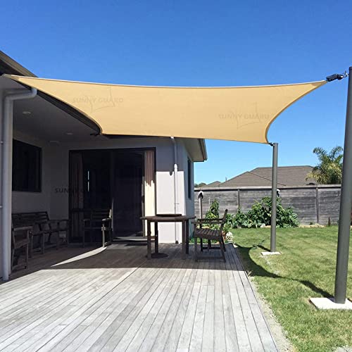 SUNNY GUARD Custom Size 12'x15' Sand Sun Shade Sail Rectangle UV Block Shade for Backyard Yard Patio Deck Garden.(Customized.)