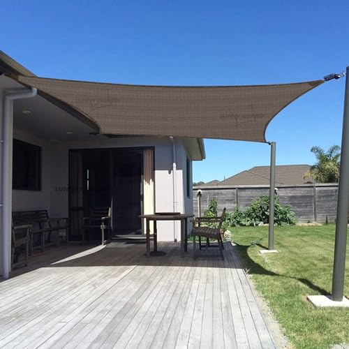 SUNNY GUARD Custom Size 8'x18' Brown Sun Shade Sail Rectangle UV Block Shade for Backyard Yard Patio Deck Garden.(Customized.)