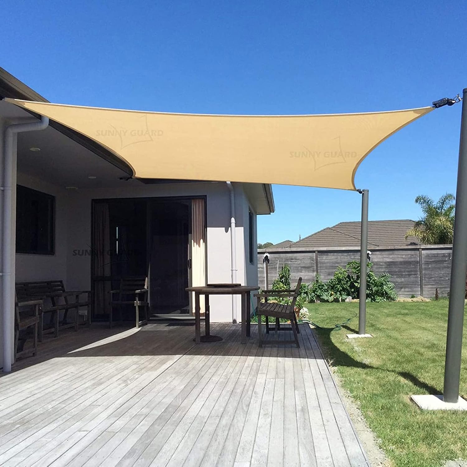 SUNNY GUARD Custom Size 7'x15' Sand Sun Shade Sail Rectangle UV Block Shade for Backyard Yard Patio Deck Garden.(Customized.)