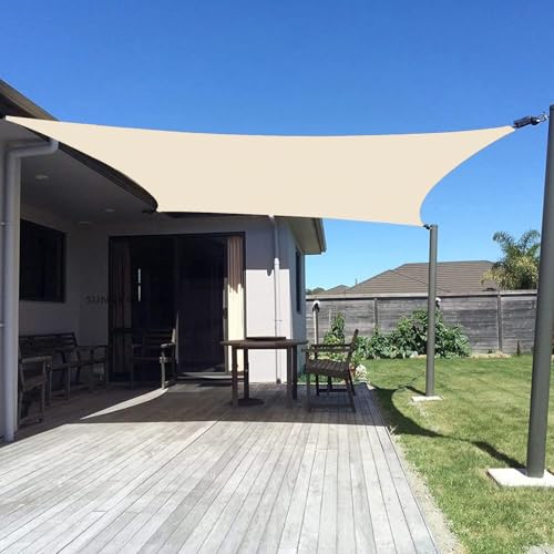 SUNNY GUARD Custom Size 18'x18' Butter Cream Sun Shade Sail Rectangle UV Block Shade for Backyard Yard Patio Deck Garden.(Customized.)