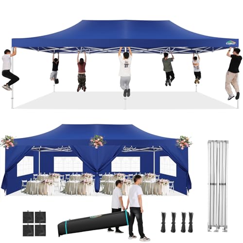 COBIZI 13x26 Heavy Duty Pop Up Canopy Tent with Sidewalls Large Event Tent Wedding Party Tent Ez Up Canopy Windproof UPF 50+ in Garden Backyard Lawn for All Seasons (More Space, More Uses)