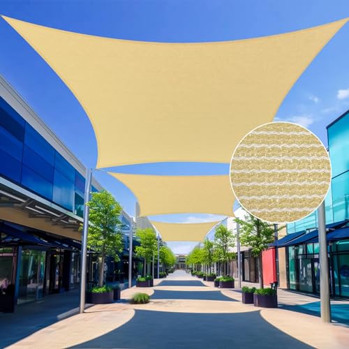 12'X16' Beige Shade Sail Rectangle Curved Sun Shade Sail UV Block Breathable for Patio Garden Outdoor Backyard (We Make Custom Size)
