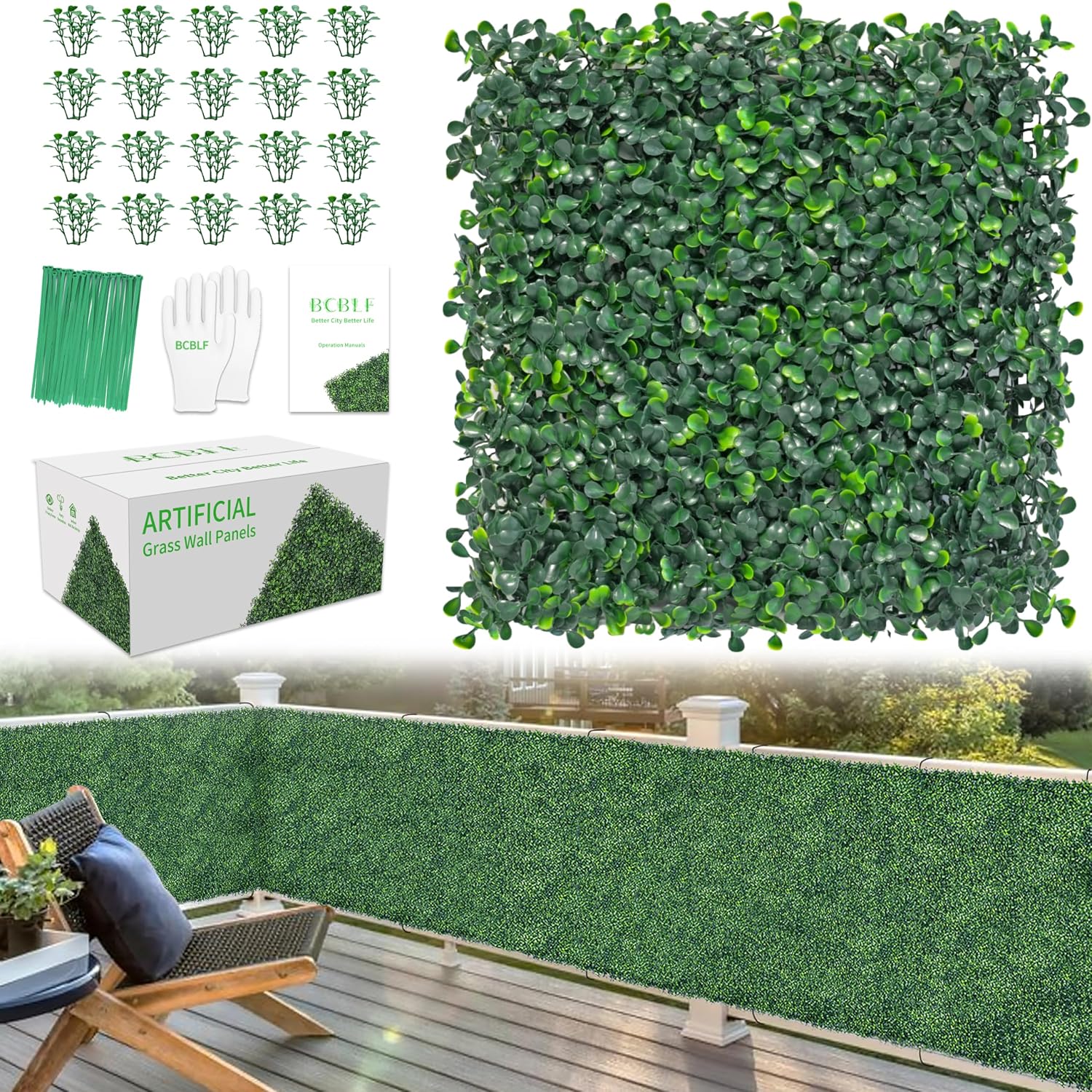 10x10Inch 24Pcs Grass Wall Panels